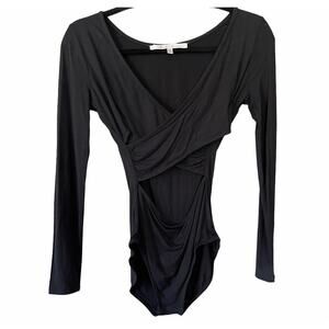 Lovers + Friends Black Crisscross Open Cut Out Long Sleeve Womens Bodysuit XS